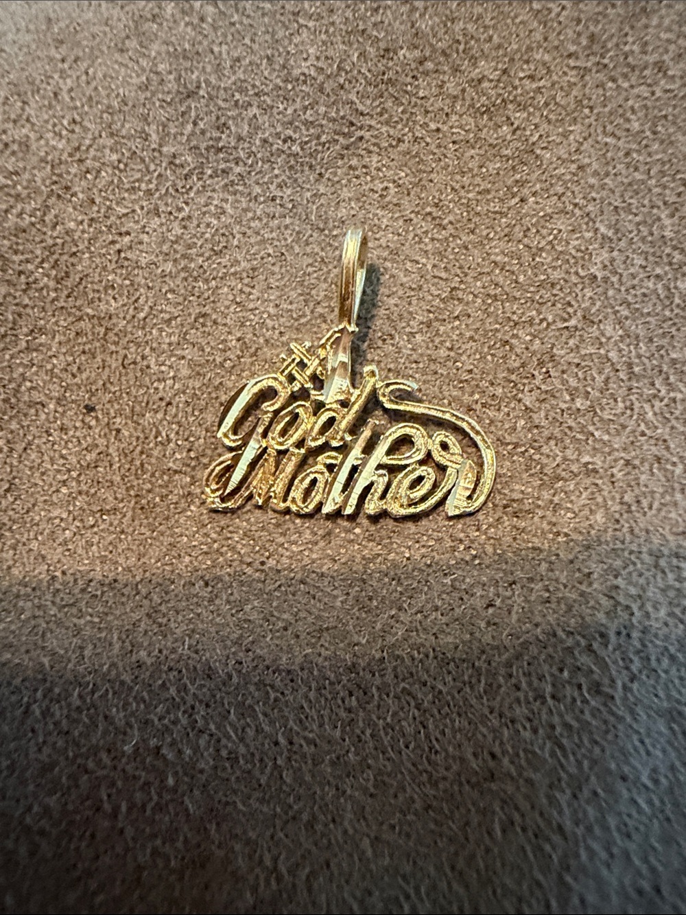 14k Gold 'God Mother' Script Pendant